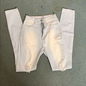 FashionNova Light Blue Acid Wash Distressed Jeans